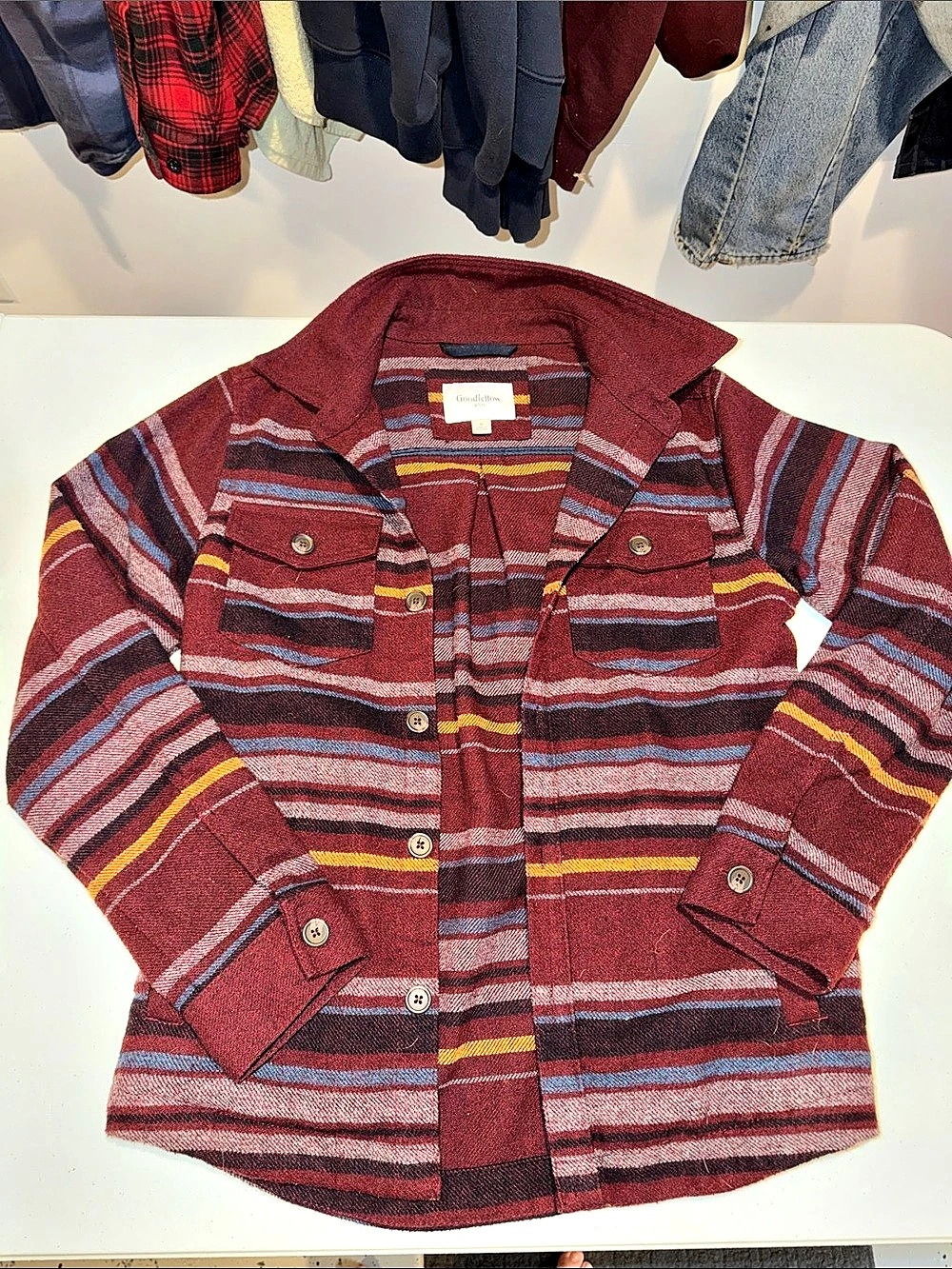 Goodfellow & Co Striped Shacket in Red & Blue Size Small